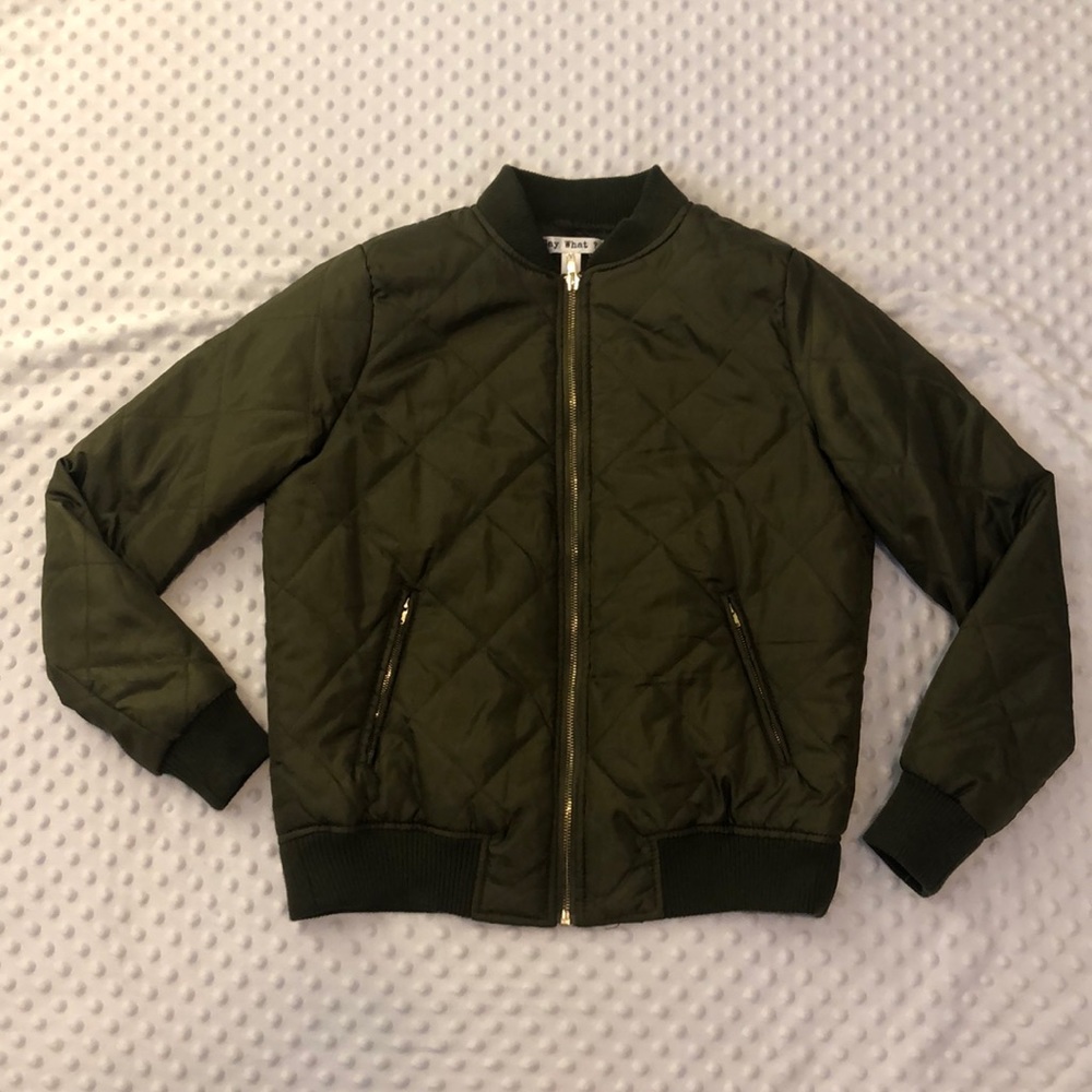 Super cute Army Green bomber jacket!